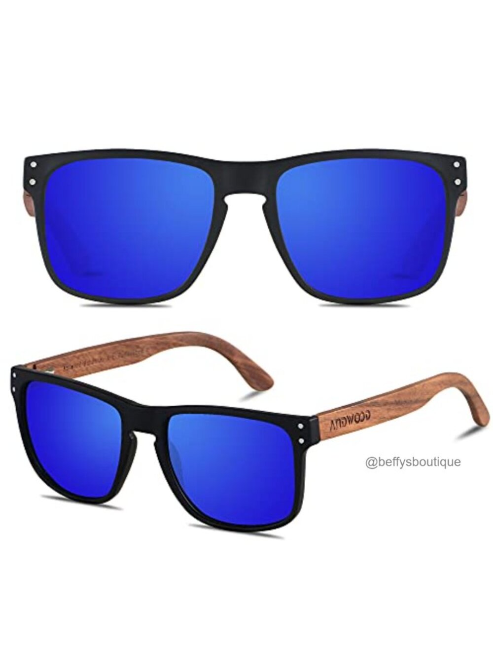 Polarized Wooden Square Sunglasses UV400 Protection Full Frame